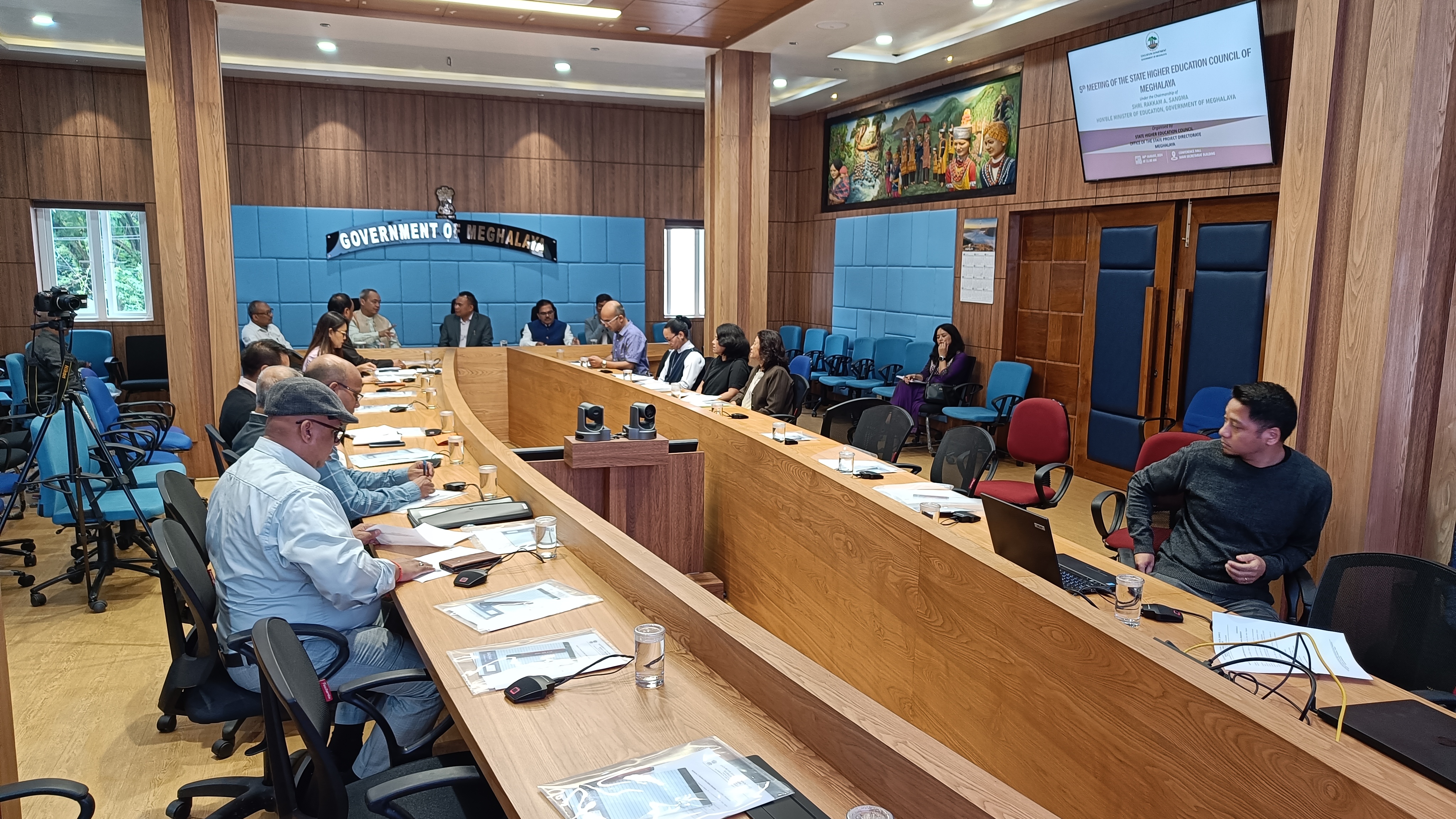 Fifth SHEC meeting chaired by Shri. Rakkam A. Sangma, Hon’ble Minister of Education, Government of Meghalaya in the presence of Professor Shri. P. S. Shukla, Vice-Chancellor, NEHU, Shri. D. P. Wahlang, IAS., Chief Secretary to the Government of Meghalaya, Shri. V. K. Mantri IAS, Commissioner & Secretary, Education Department, Shri C. P. Marak, I.F.S. (Retd.), Chairma MBoSE,  Shri. Ambrose Ch. Marak, IAS., Secretary, Education Department & State Project Director, RUSA & PMUSHA Meghalaya and Members of the council held on 06th August, 2024.